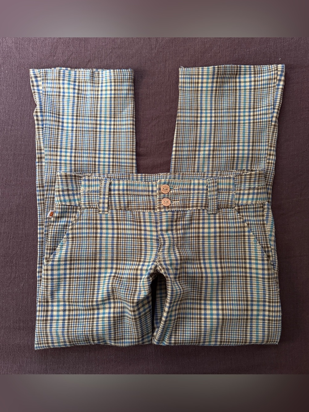 Vintage early 2000s Y2K Hollister Low Rise Plaid Straight Flare Leg Pants Capri